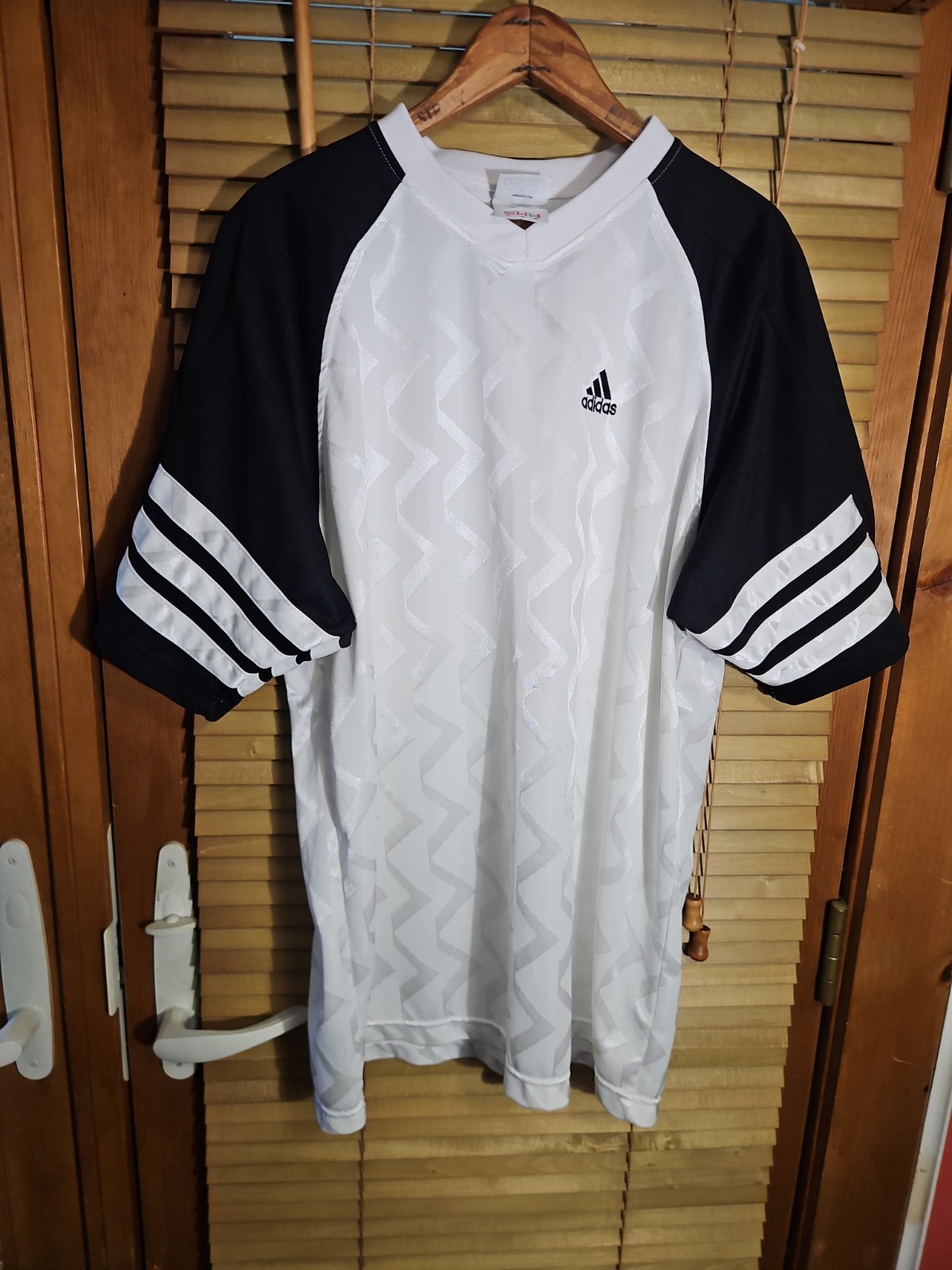 Vintage 90s Adidas Satin Silky Blank White Soccer Jersey 3 Stripes Men’s XL