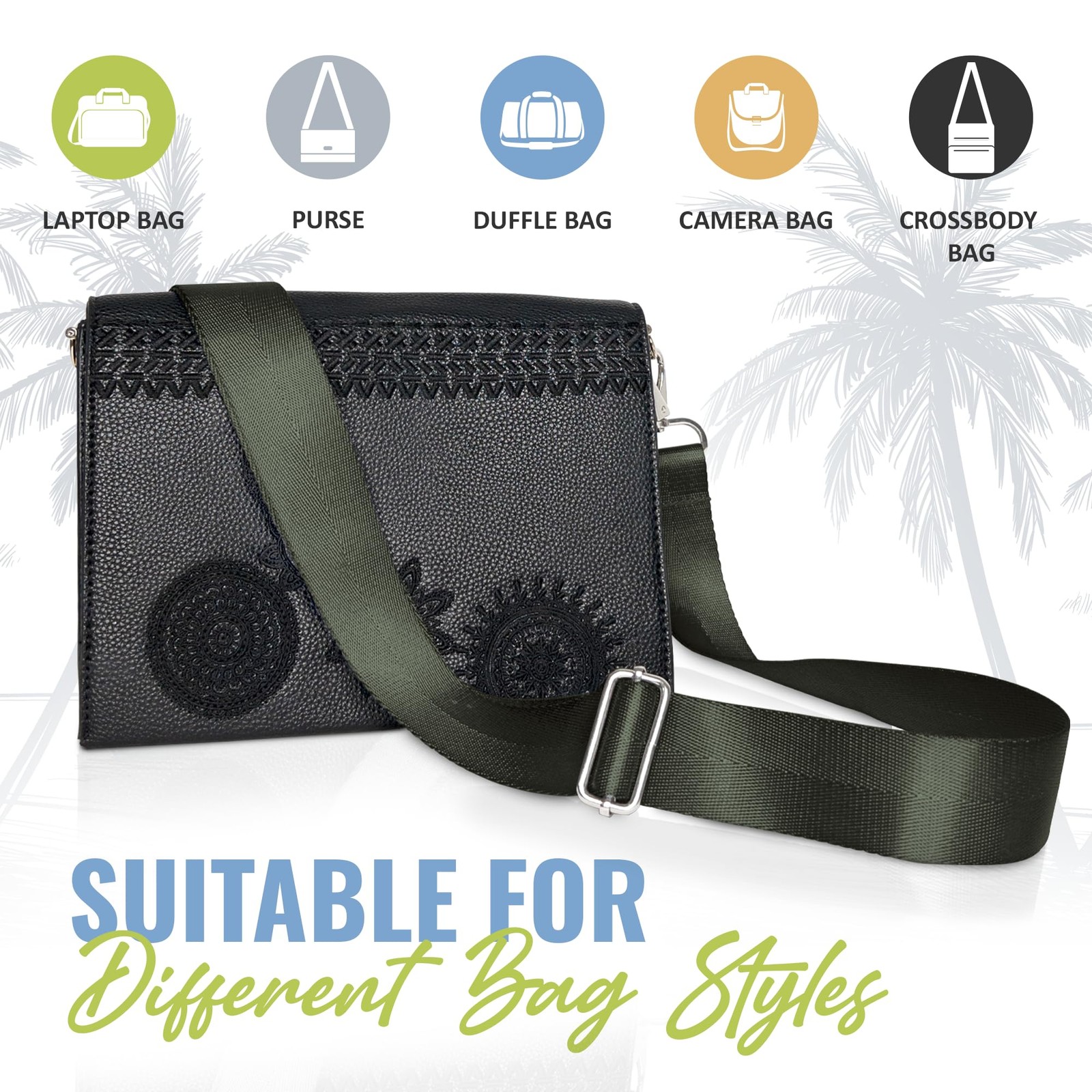 Wide Purse Strap Replacement for Crossbody, Messenger, Duffle, Shoulder Bag, …