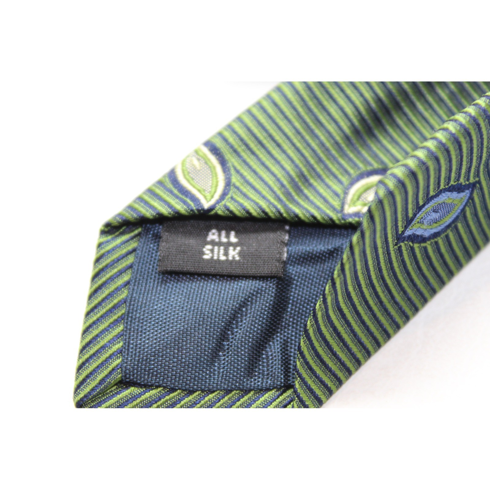 Corporate Image Tom James Mens Silk Tie Green Leaf Pattern USA Made Necktie