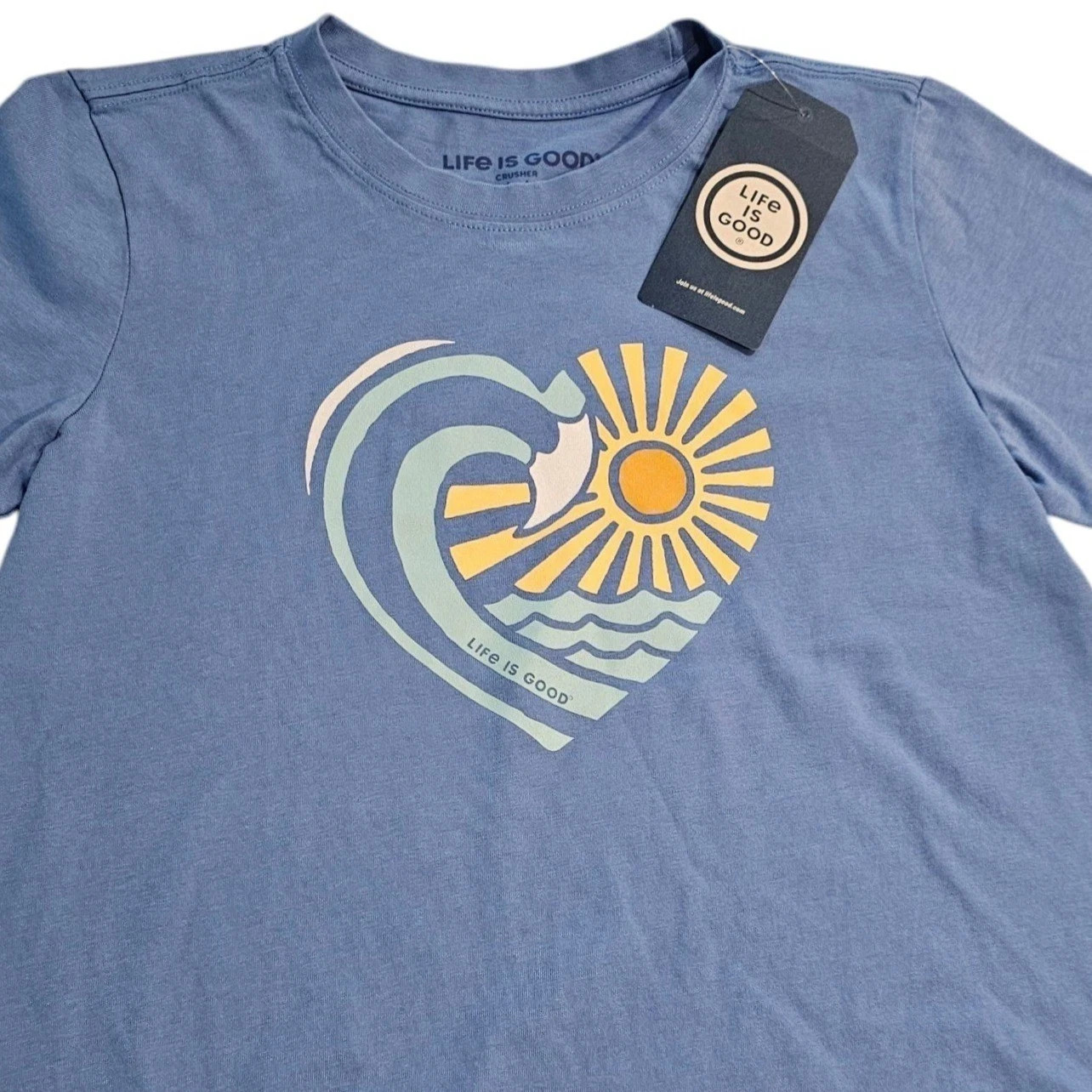 NWT-Life Is Good Blue Heart Ocean Graphic Short Sleeve Tee T-shirt-Choose Size!