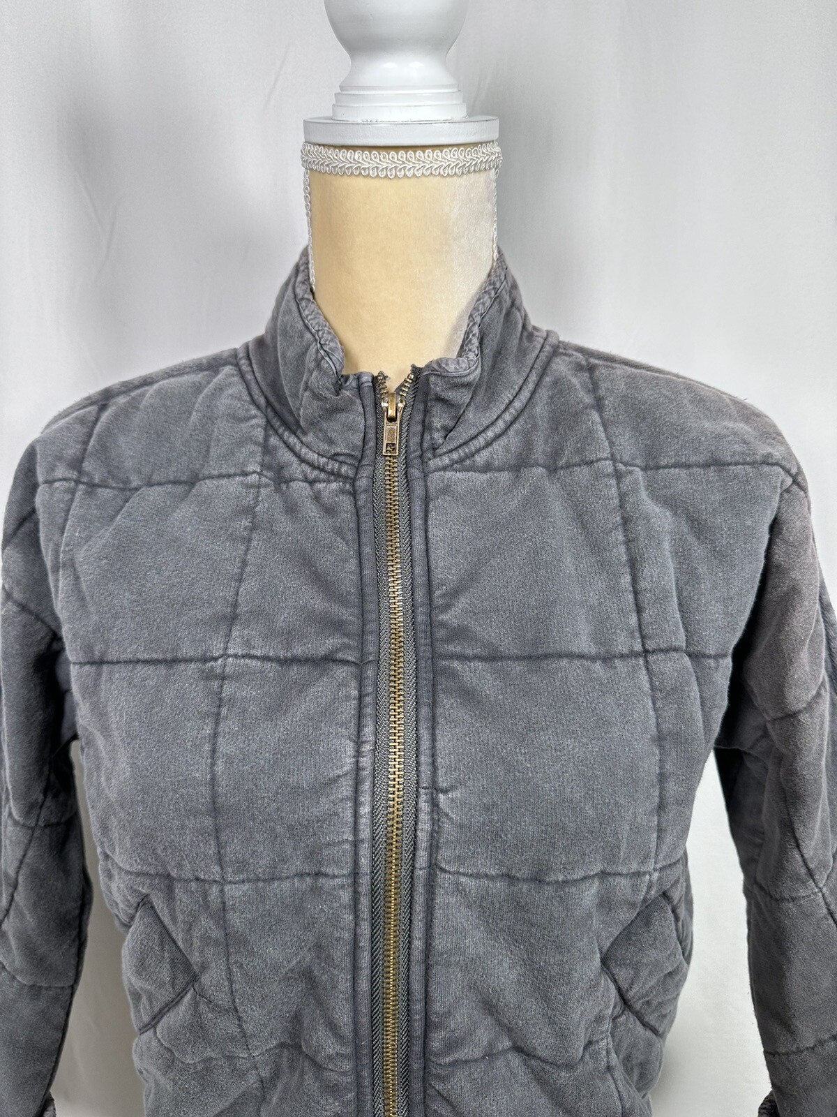 Chelsea & Violet Girls Junior Bomber Jacket Coat Medium Distressed Charcoal New