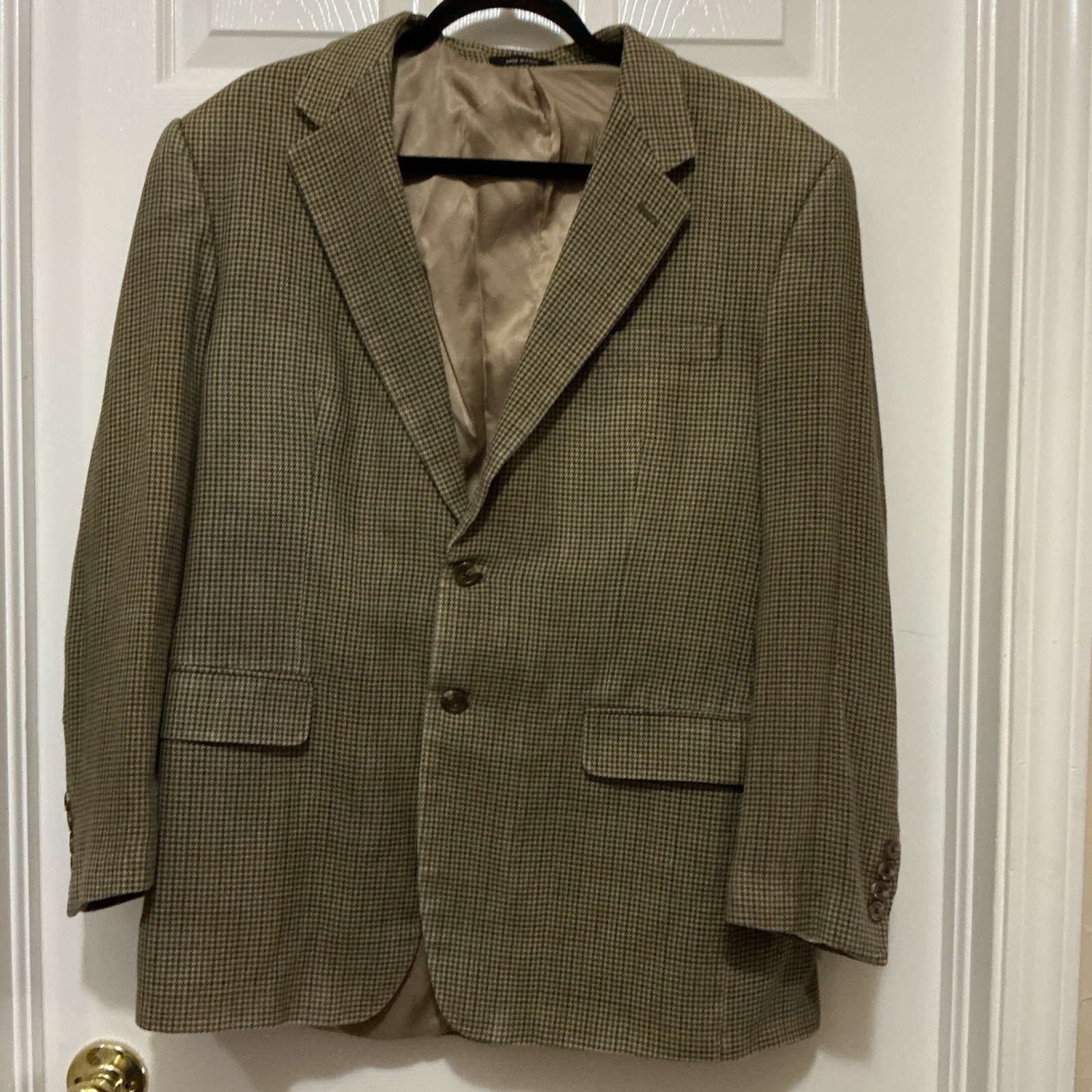 Chaps Ralph Lauren Men’s Hounds Tooth Sport Coat Jacket 42R 100% Silk Lined EUC