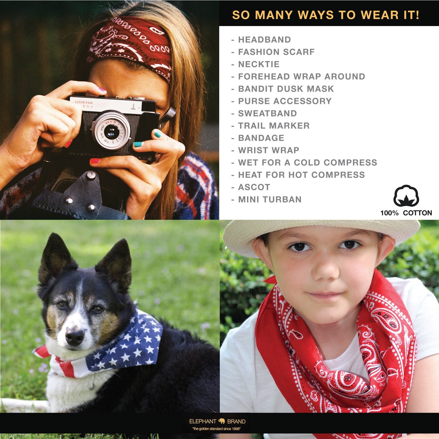 Bandanas 100% cotton since 1898-12 Pack (Maroon)