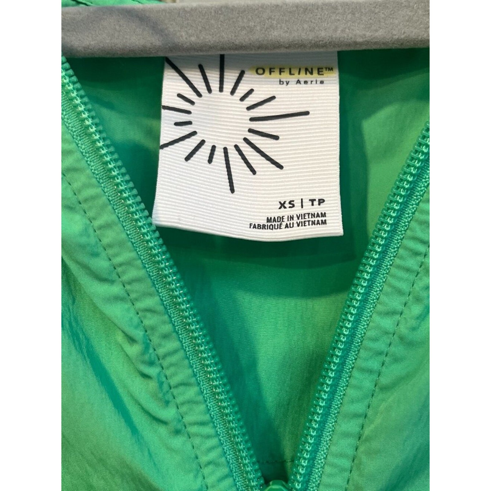 Offline by Aerie Green striped half-zip windbreaker
