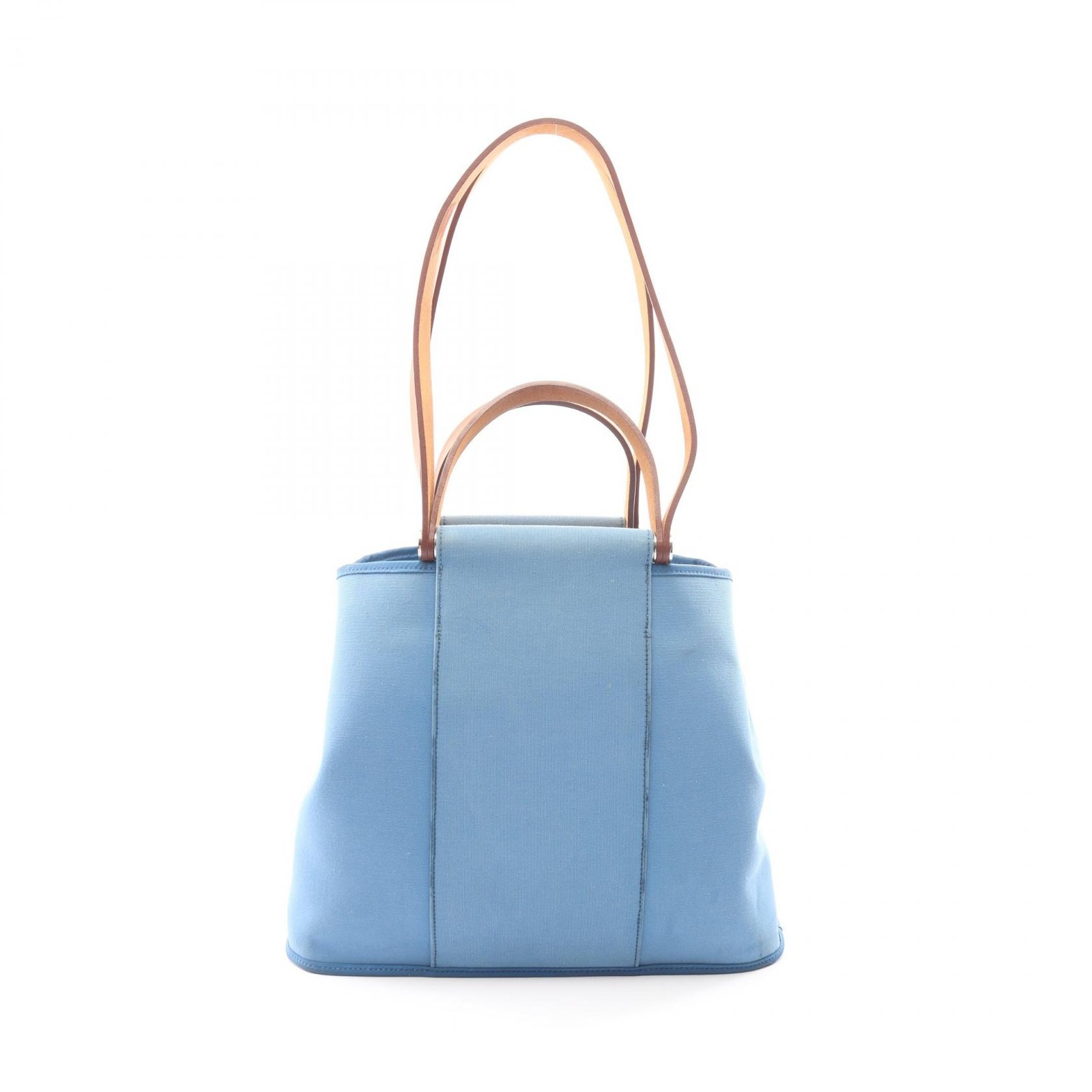 HERMES Cabag PM Tote shoulder hand Bag O Toile officier hunter natural Azur SHW
