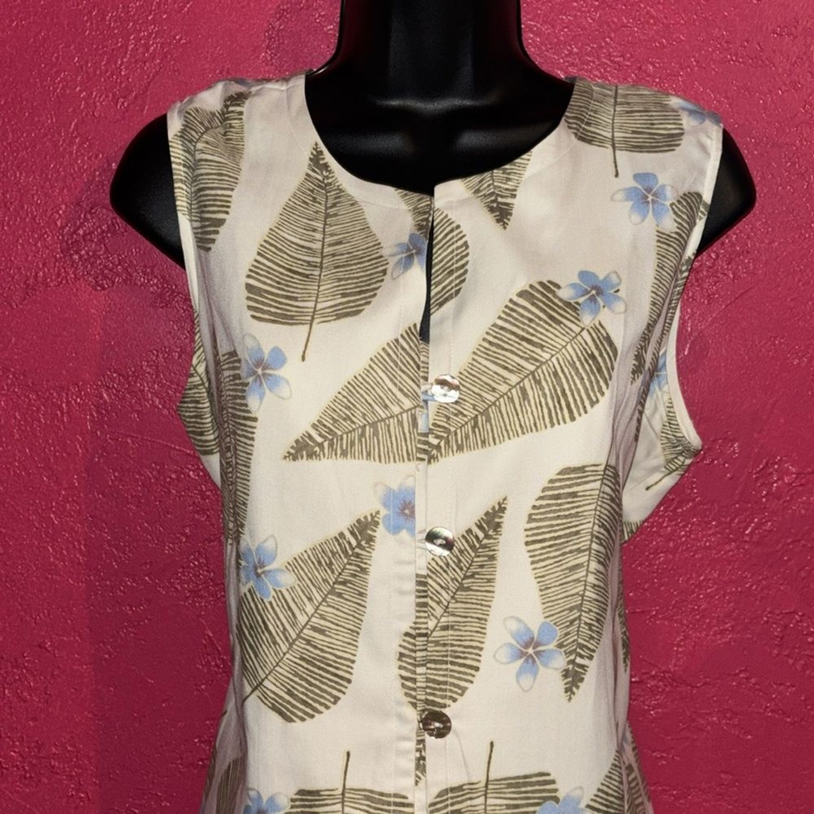 Vintage Pineapple Moon silk tropical vacation, Hawaiian print top. Sz XL.