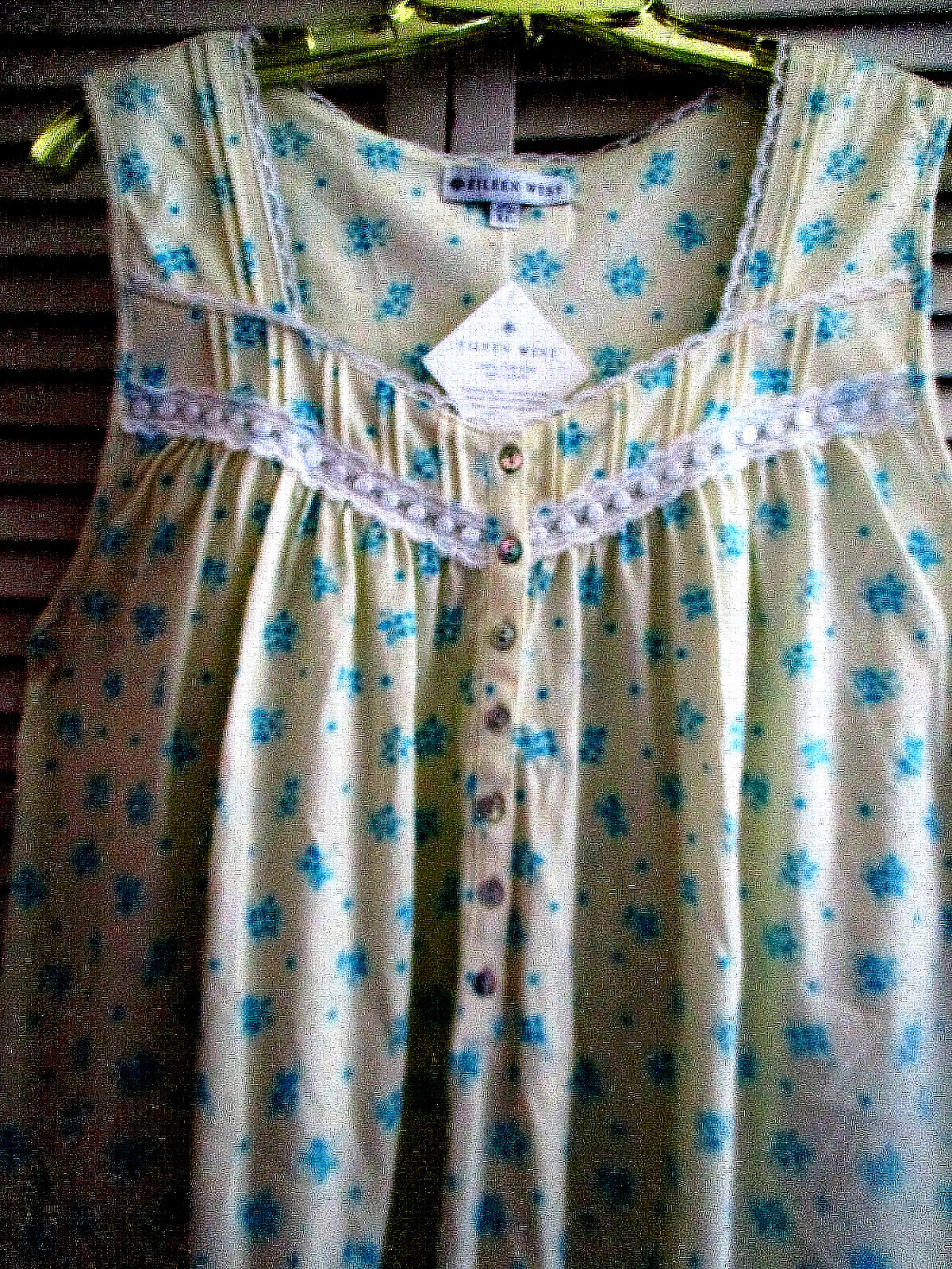 EILEEN WEST SHORT NIGHTGOWN SLVLESS COTTON KNIT YELLOW BLUE FLORAL LARGE NEW