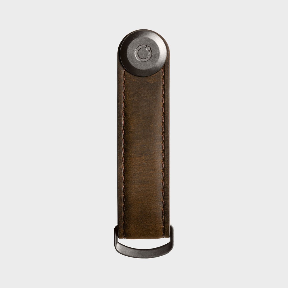 Orbitkey Crazy-Horse Leather Key Organizer, Carry 2-7 Keys, Oak Brown/Brown