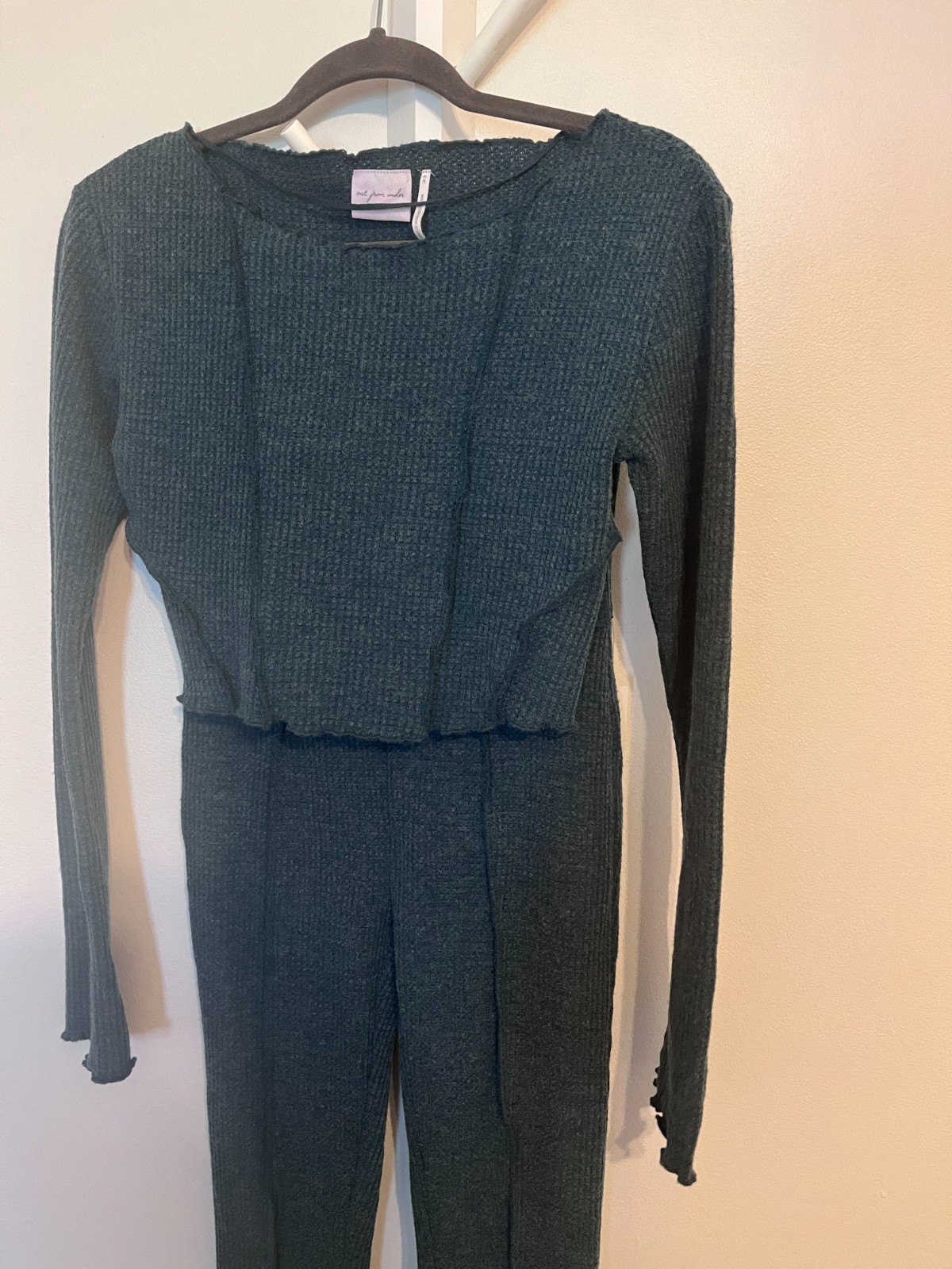 Ribbed Knit Two-Piece Urban Outfitters Jumpsuit Set Deep Teal