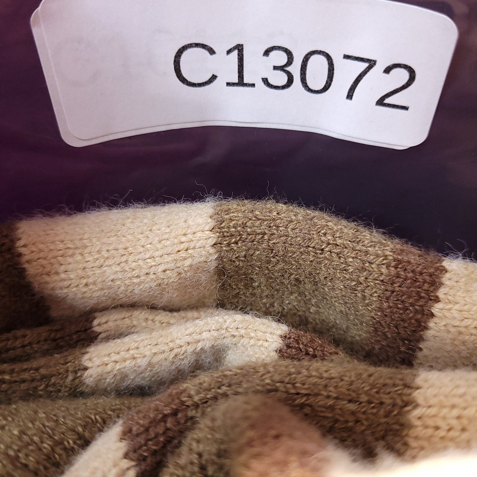 DAZY Men’s Sweater Brown Beige Stripe L Actual Size 2XL V-Neck Acrylic Blend