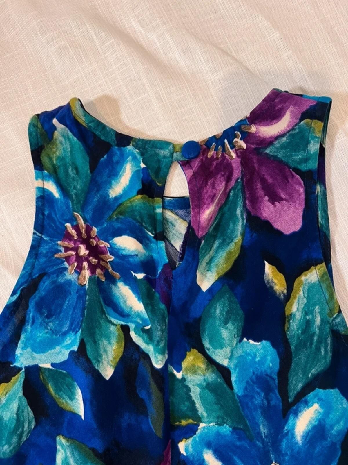 1990s All That Jazz Shift Dress | Cobalt Blue | Sleeveless Keyhole Back | UK 8
