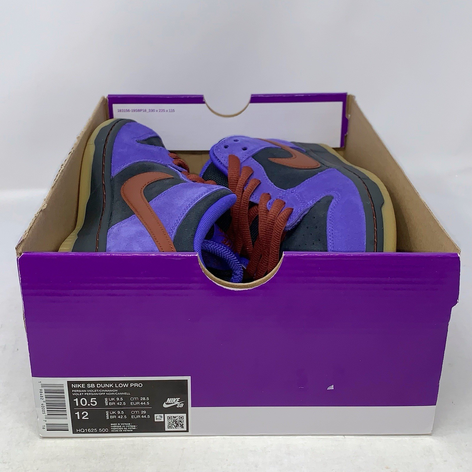 Nike SB Dunk Low Pro ‘Persian Violet’ Purple Sneakers, Size 10.5 HQ1625-500
