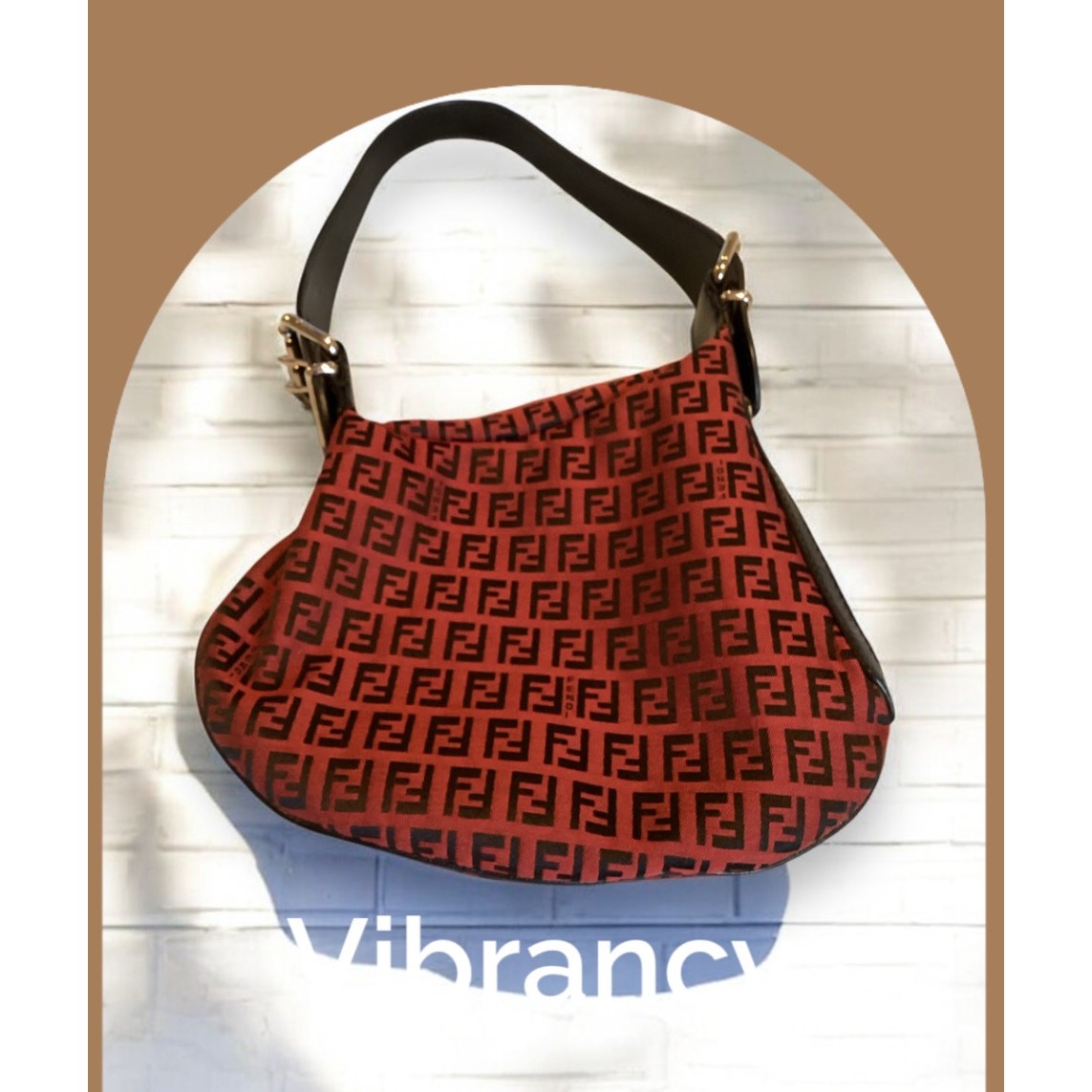 FENDI Zucchino Oyster Canvas Shoulder Bag