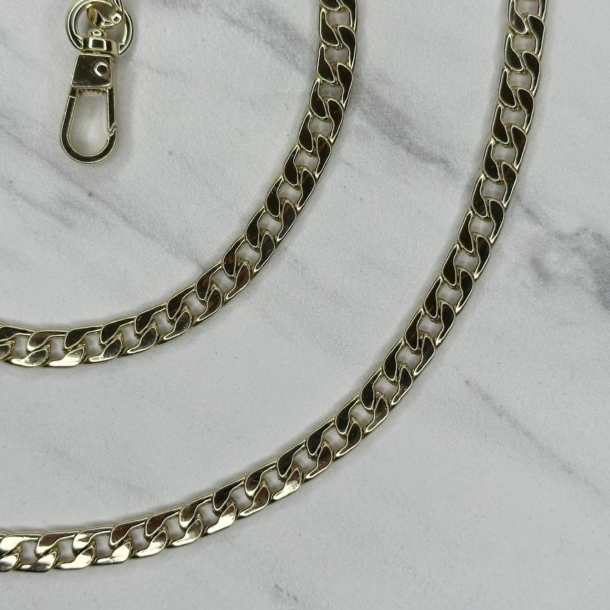 Gold Tone Flat Curb Chain Link Purse Handbag Replacement Strap 45in