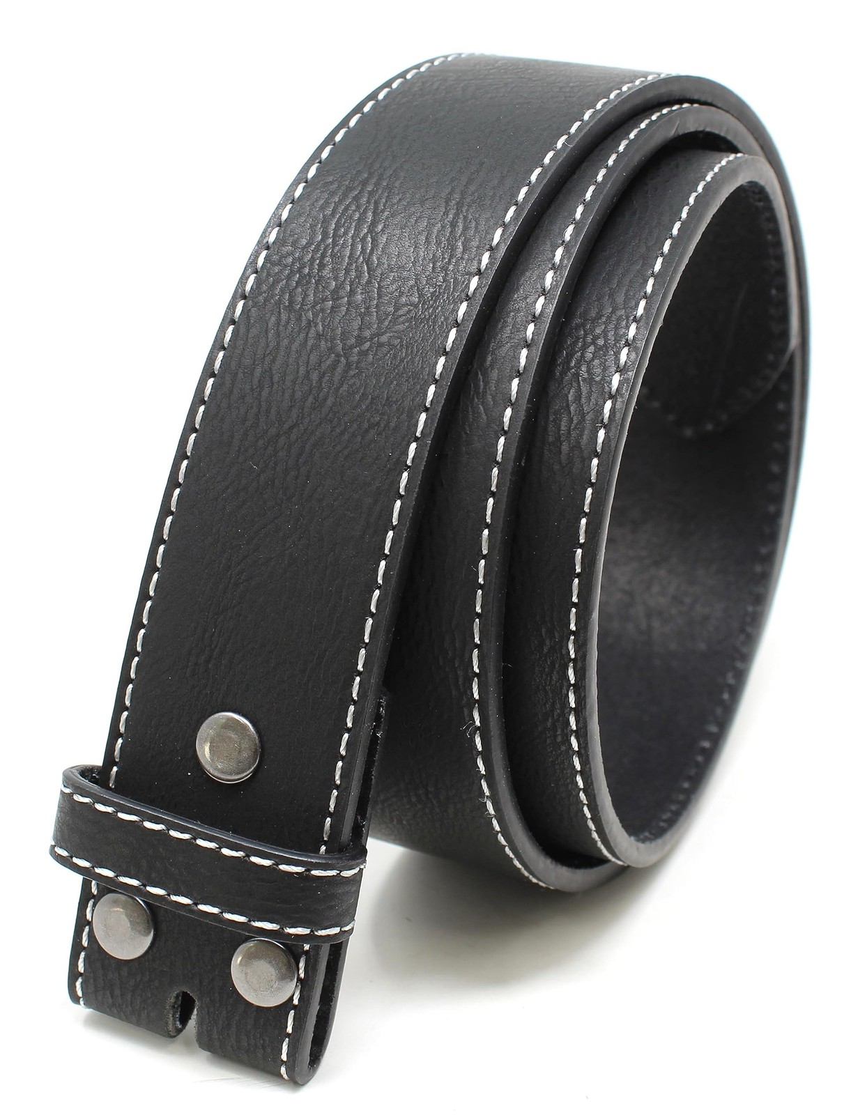 BC Belts Leather Belt Strap with Vintage Medium (32-34″ Waist), Black – White
