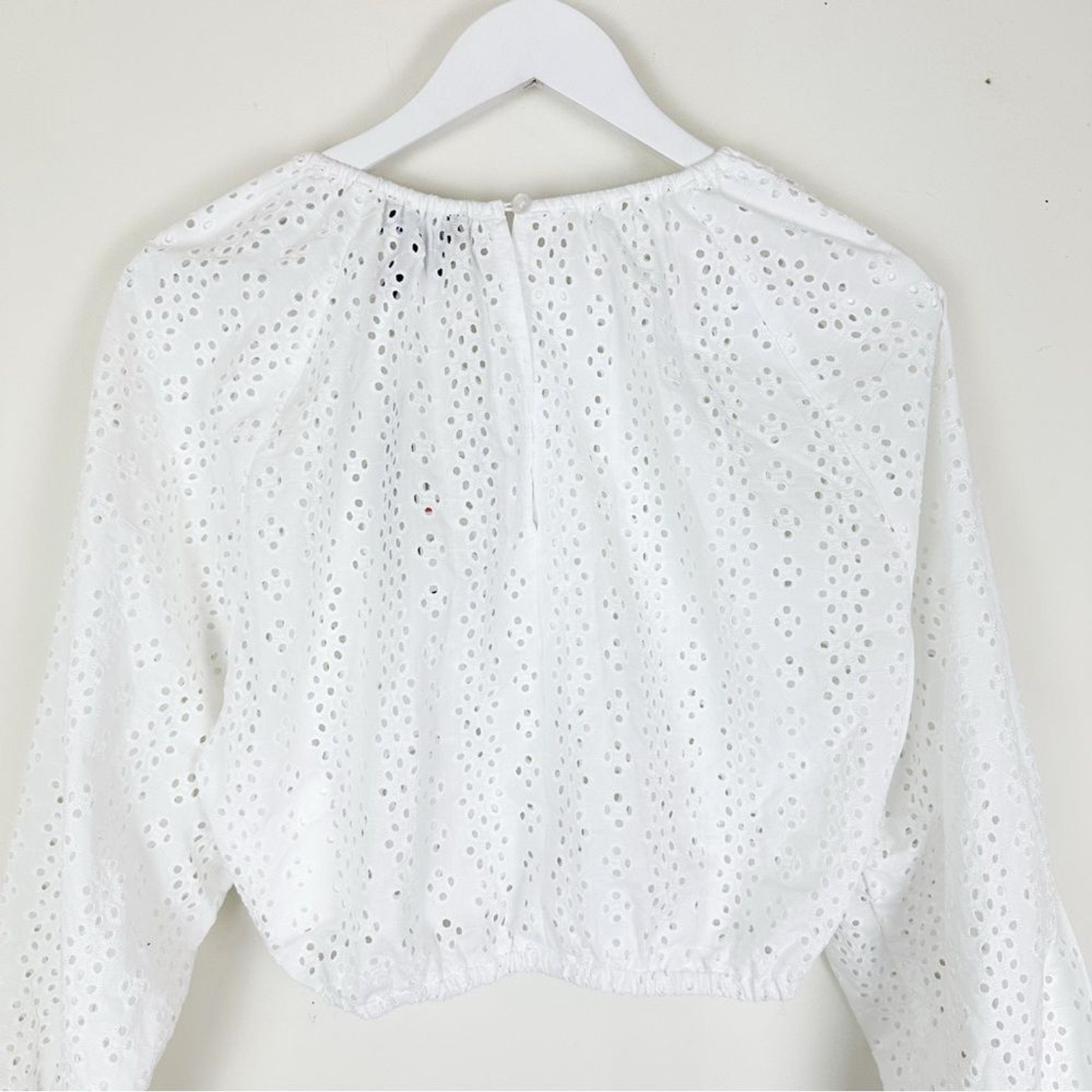NWT DKNY Jeans Cotton Eyelet Cropped Blouse