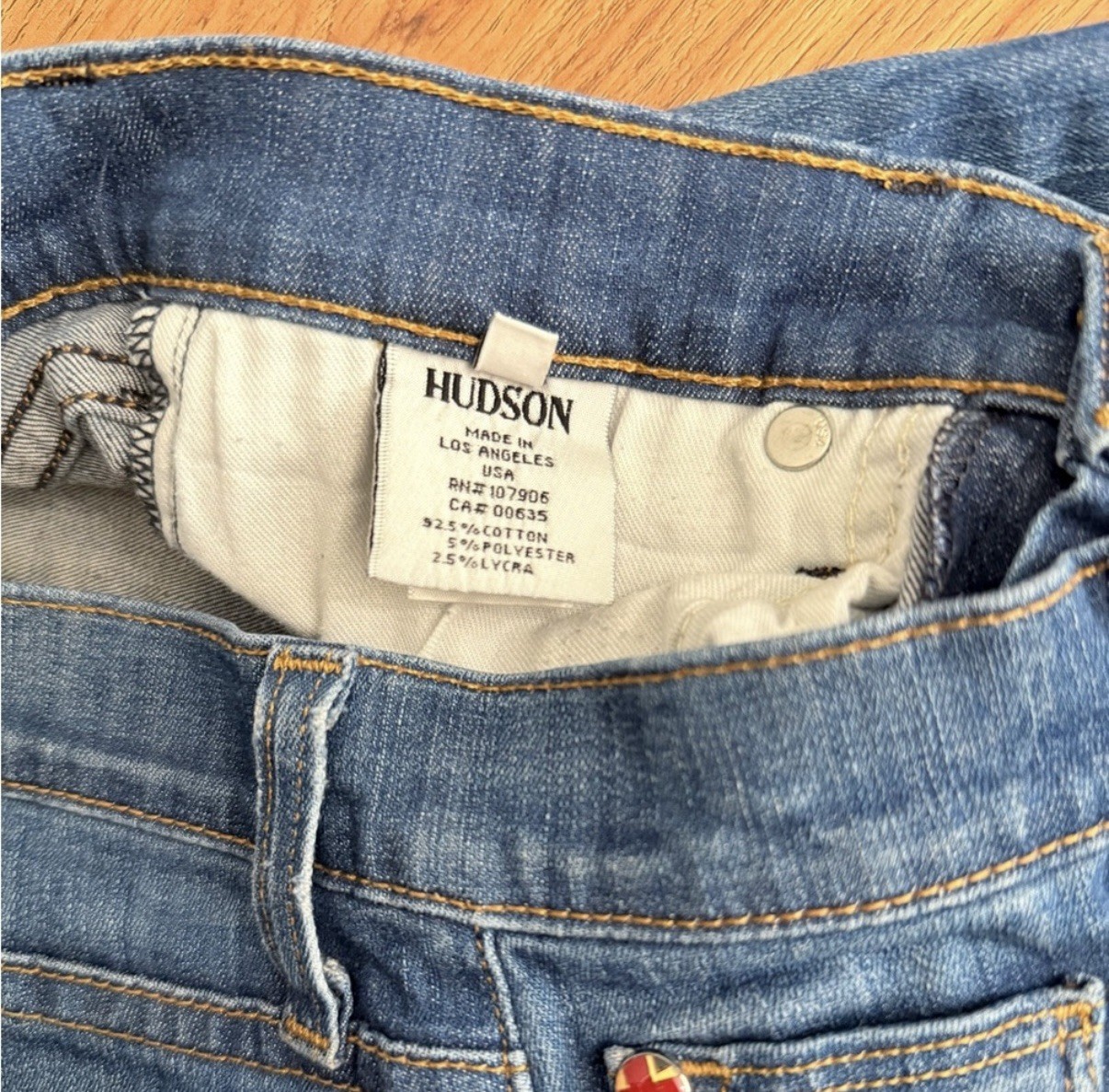 Hudson Harkin Cropped Skinny Jeans Medium Wash Blue Denim Cotton Size 23