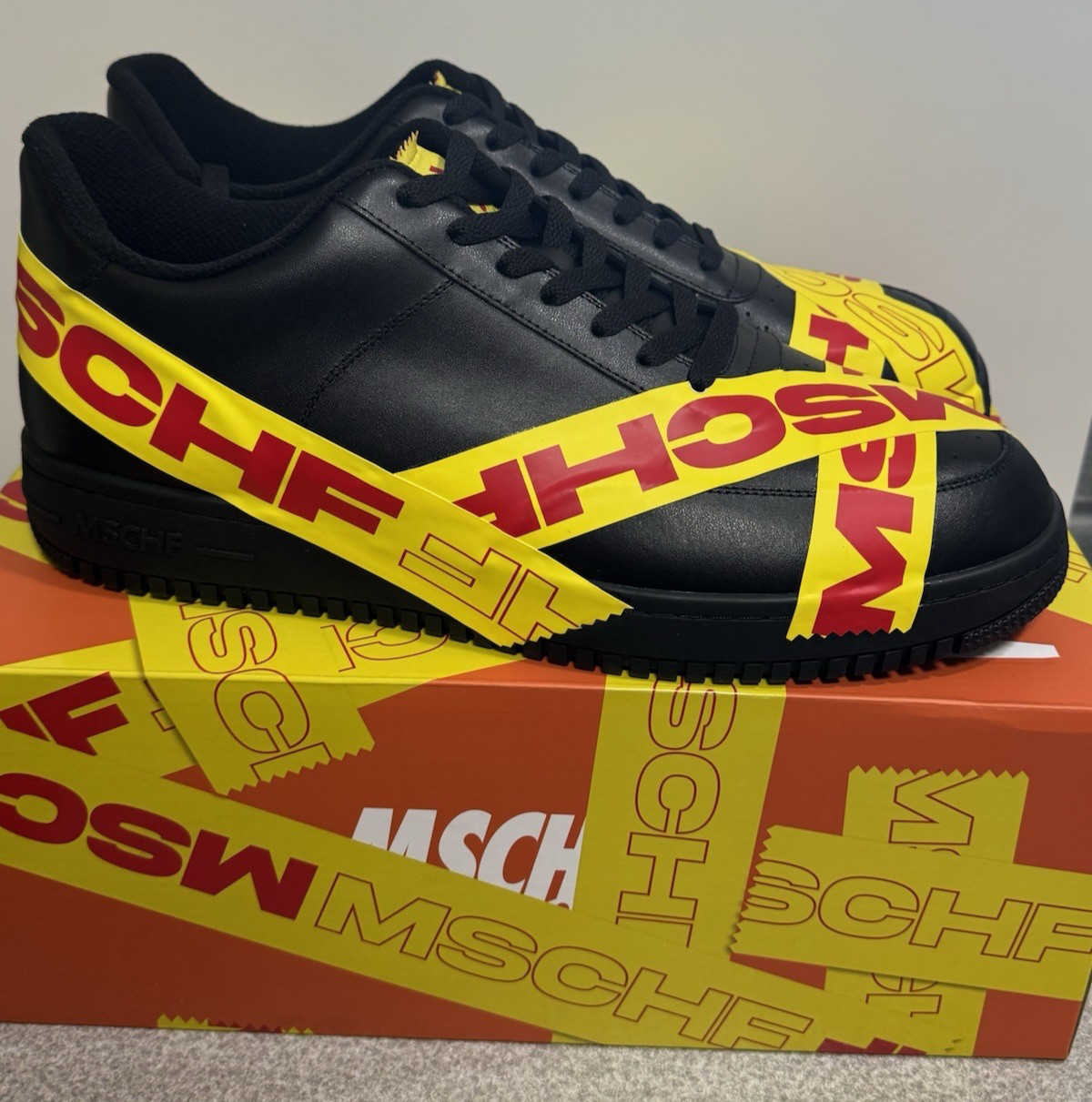 Size 13 – MSCHF X TAP3 Shoes Black Yellow MSCHF-007 NEW