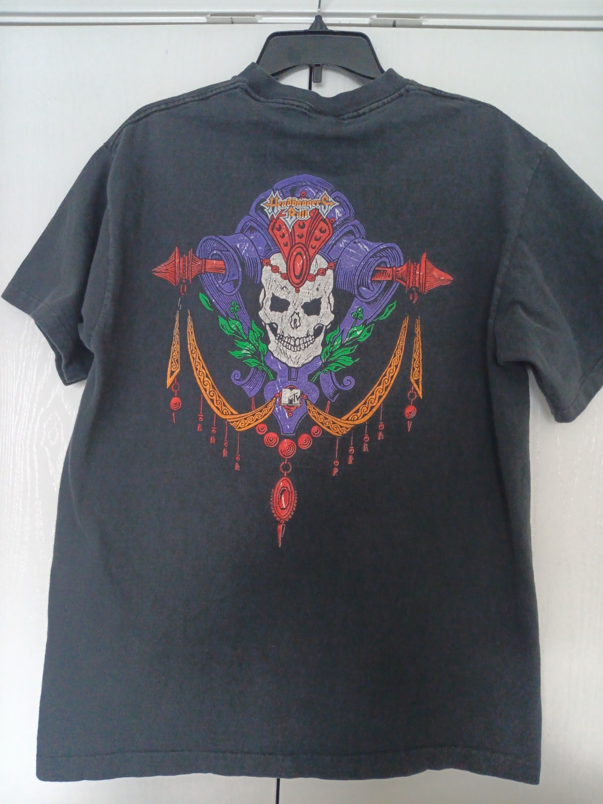 Vintage MTV Headbangers Ball XL Black Heavy Metal Skull 1991 Graphic Tshirt