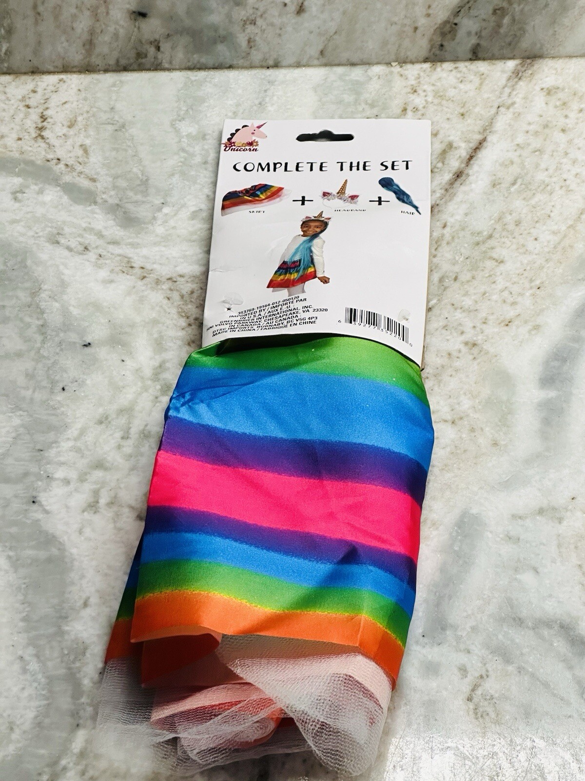 Unicorn Rainbow Skirt 1pc Just Pretending 3+e Elastic Waist 7.4 In