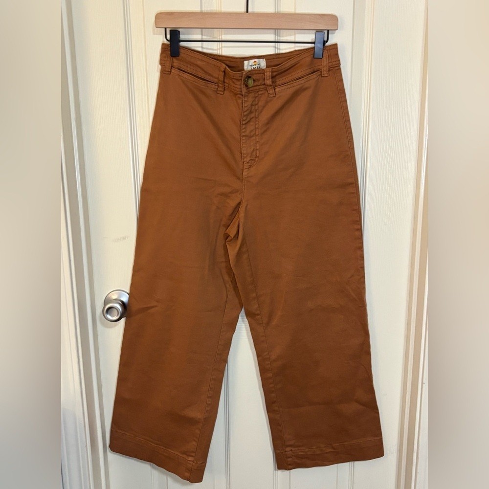 Marine Layer Bridget Wide Leg Crop Pants Rust Brown 10 Petite