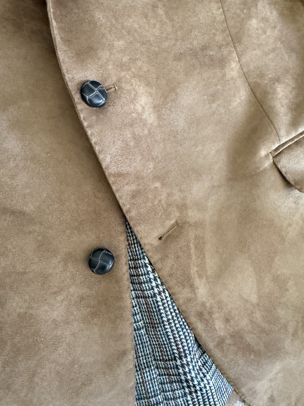 Linea Uomo Blazer Chest 50 Long Elbow Patches Button Jacket Coat Suede Brown Tan