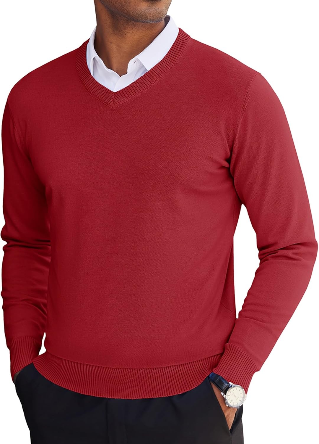 Men’s Lightweight Knitted V Neck Pullover Sweater Casual Soft Comfortable Fall