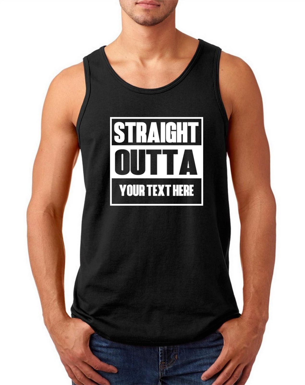 Men’s Tank Top Straight Outta Shirt Personalized Customized T-Shirt Custom Made