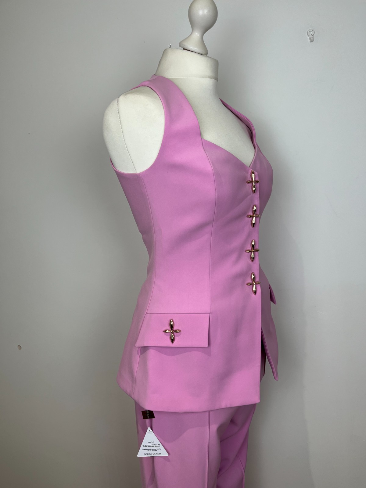 NADINE MERABI Zoe Waistcoat & Charlotte Trousers, Pink SMALL UK8 EU36 US4 RP£500