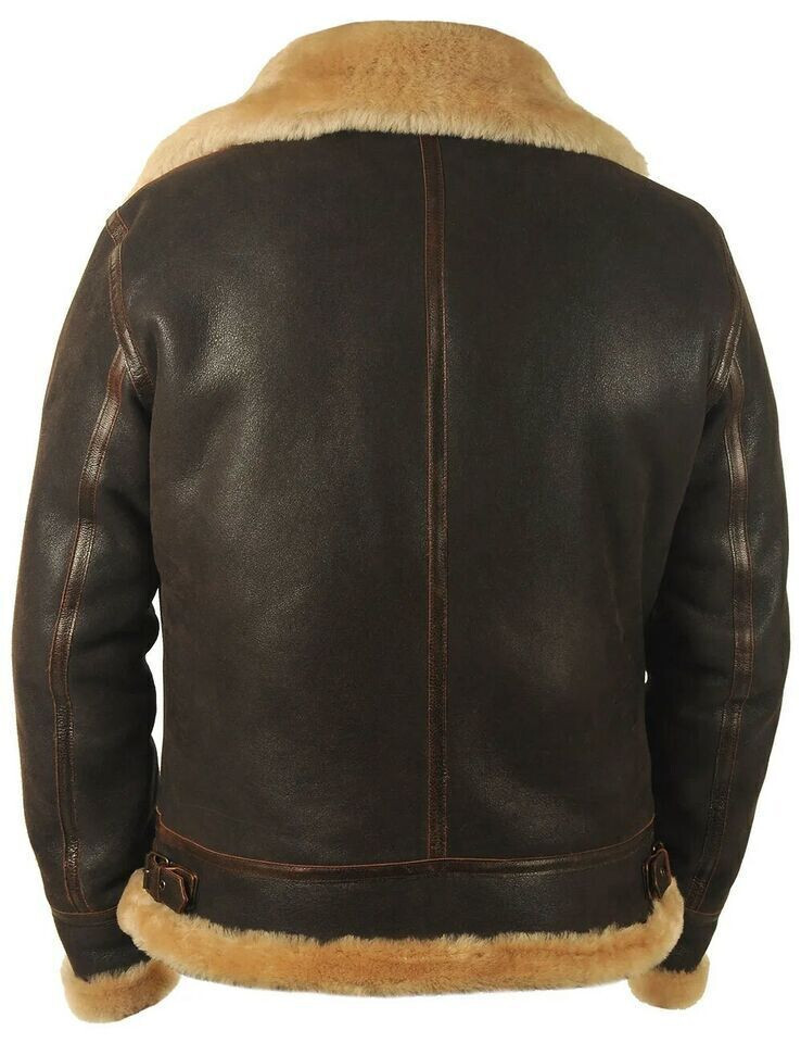 Coat 100% sheepskin WW2 B3 Mens RAF Aviator Leather Jacket Bomber Flying irvin