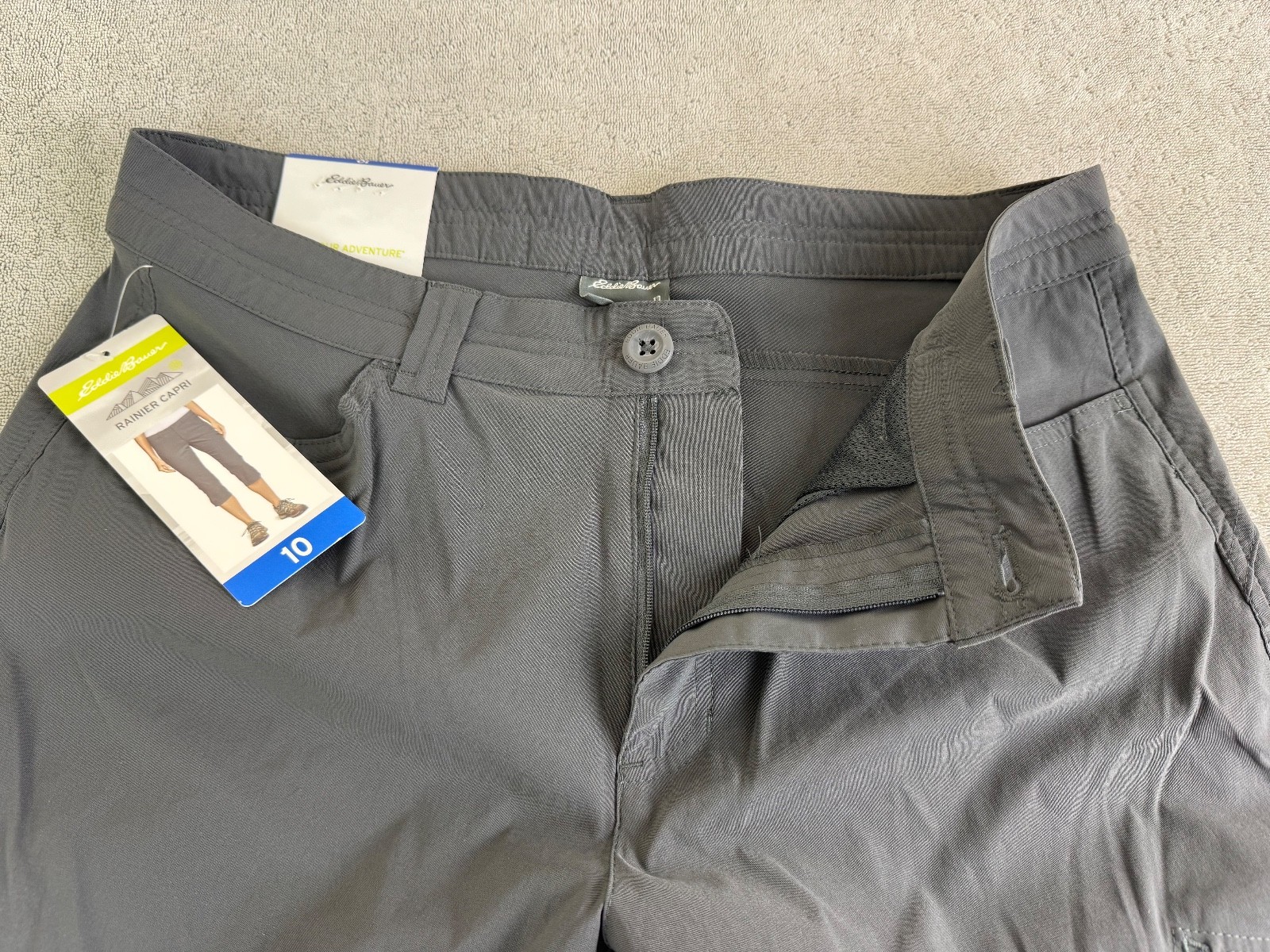 Eddie Bauer Rainier Capri Pants Size 10 Dark Smoke Gorpcore Outdoors Hiking