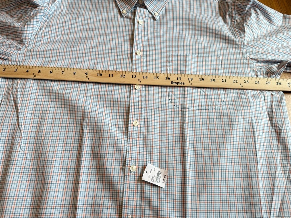 JOS. A. BANK Casual Button Down Shirt XLT Blue Orange Plaid NWT
