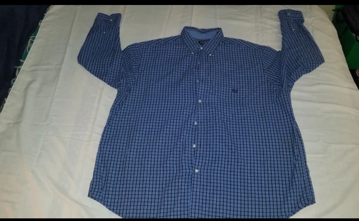 Chaps Easy Care Shirt Mens 3XL Blue Plaid Long Sleeve Button Down W/ Pocket