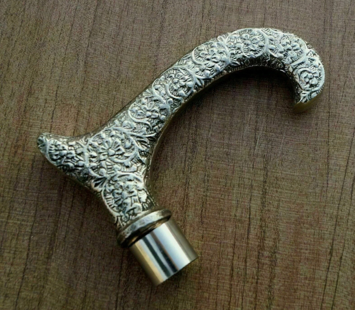 Derby Handle Shiny Brass For Walking Cane Stick Both Hand Supporter Gift Item