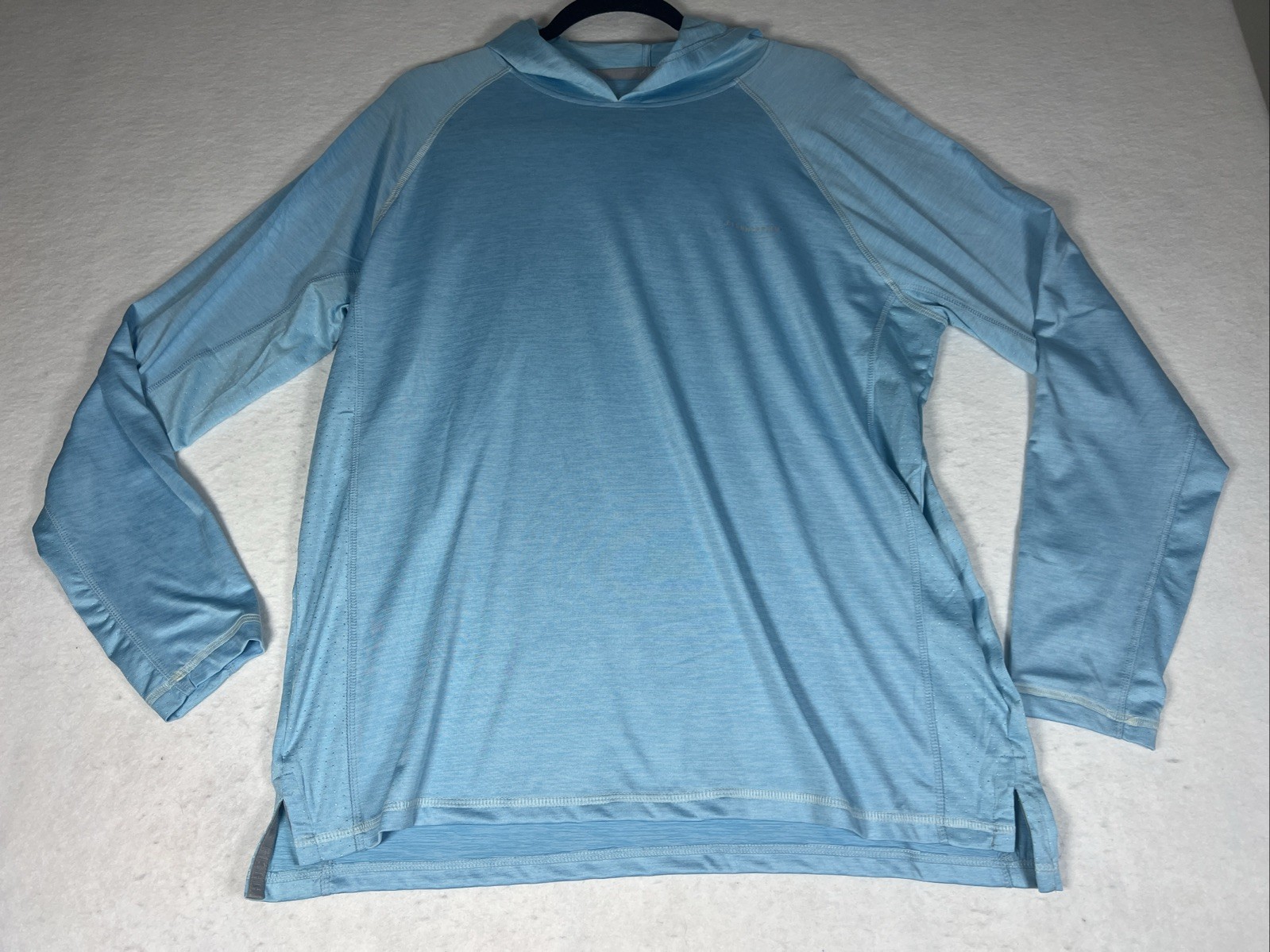 Fish Hippie Co Blue Hoodie Long Sleeve Performance Fly Fishing Shirt Mens Medium