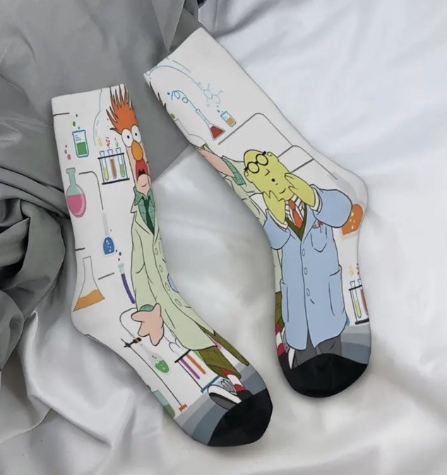 Dr Bunsen & Beaker Muppets Character Novelty Socks L One Size Unisex