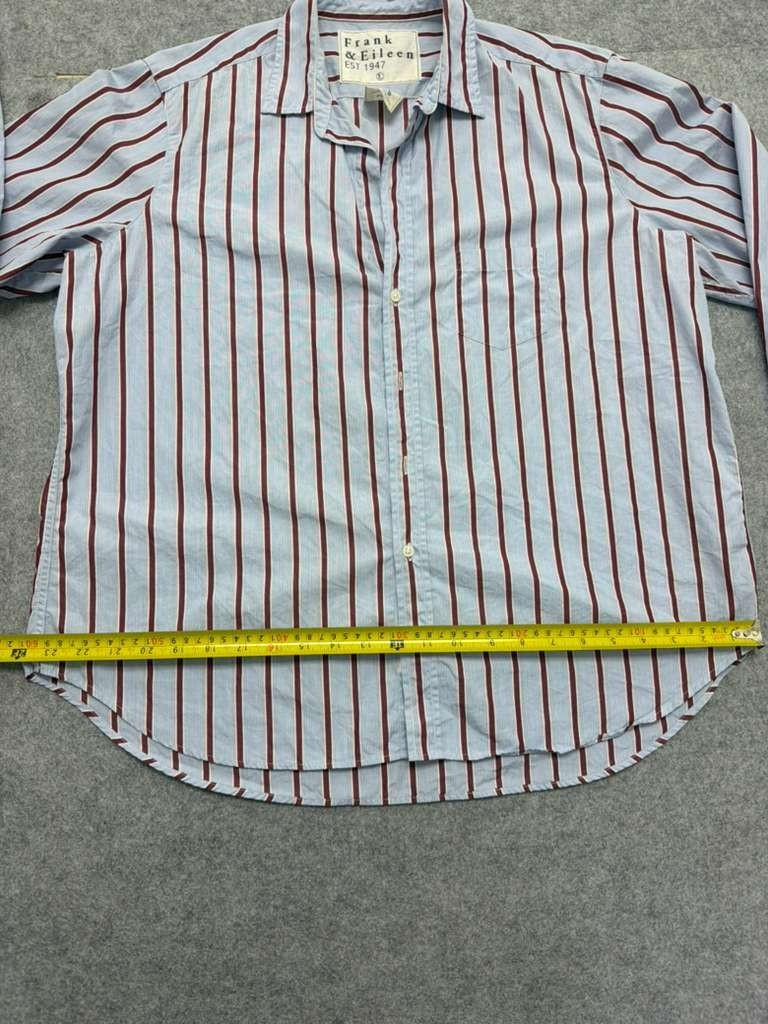 Frank & Eileen Button Down Shirt Men’s Large Blue Red Striped Woven in Italy