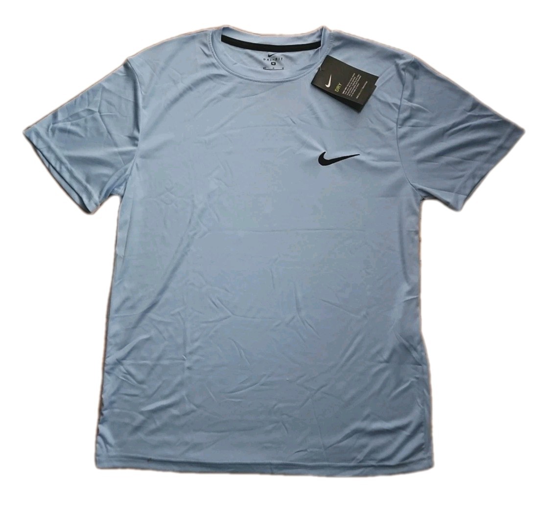 Nike Men’s T-Shirt Dri-Fit Crew Neck Sports Gym Football Shirt Top Tee Blue XL
