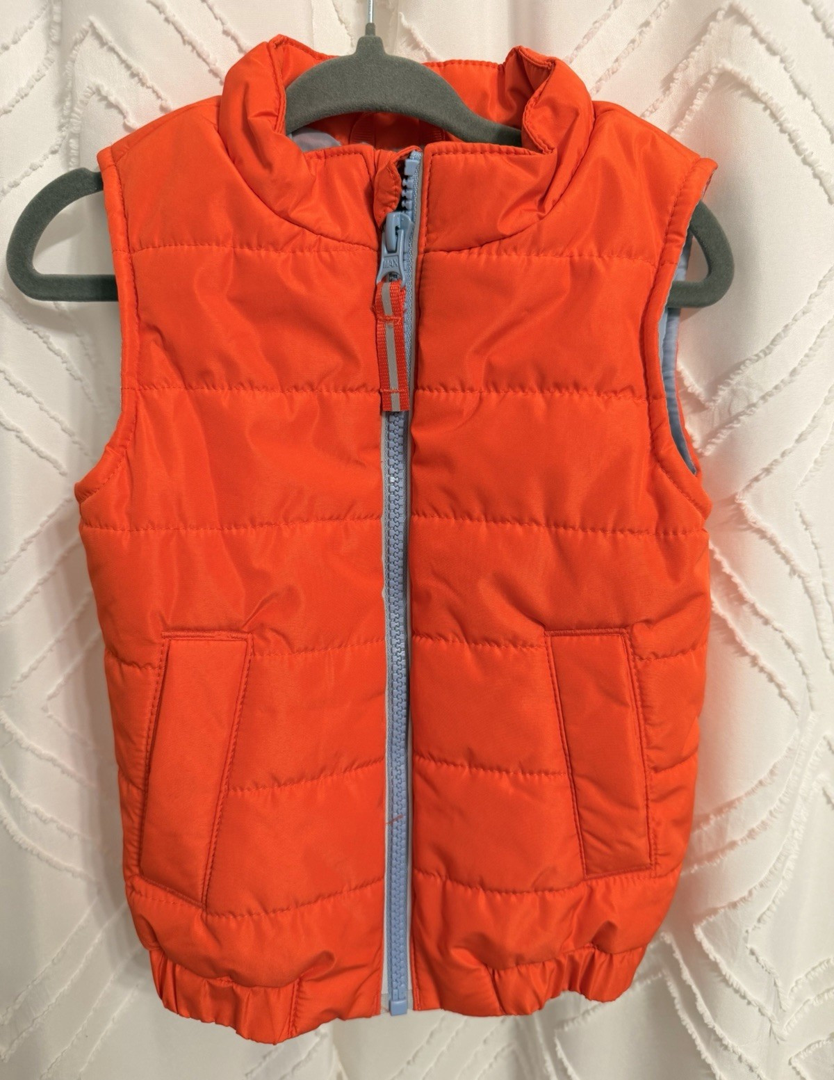 Cat & Jack Unisex Baby Toddler Puffer Vest Full Zip Lined Pockets Orange 18M