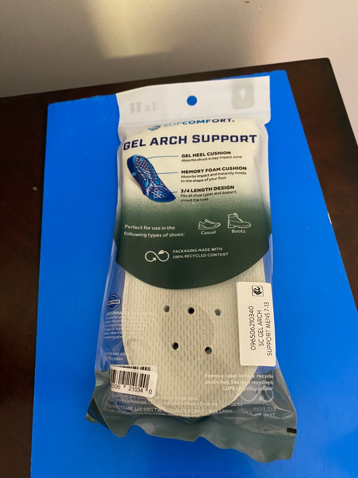 NEW MEN’S SIZE 7-13 SOF COMFORT GEL ARCH SUPPORT MEMORY FOAM INSOLE-TRIM TO FIT