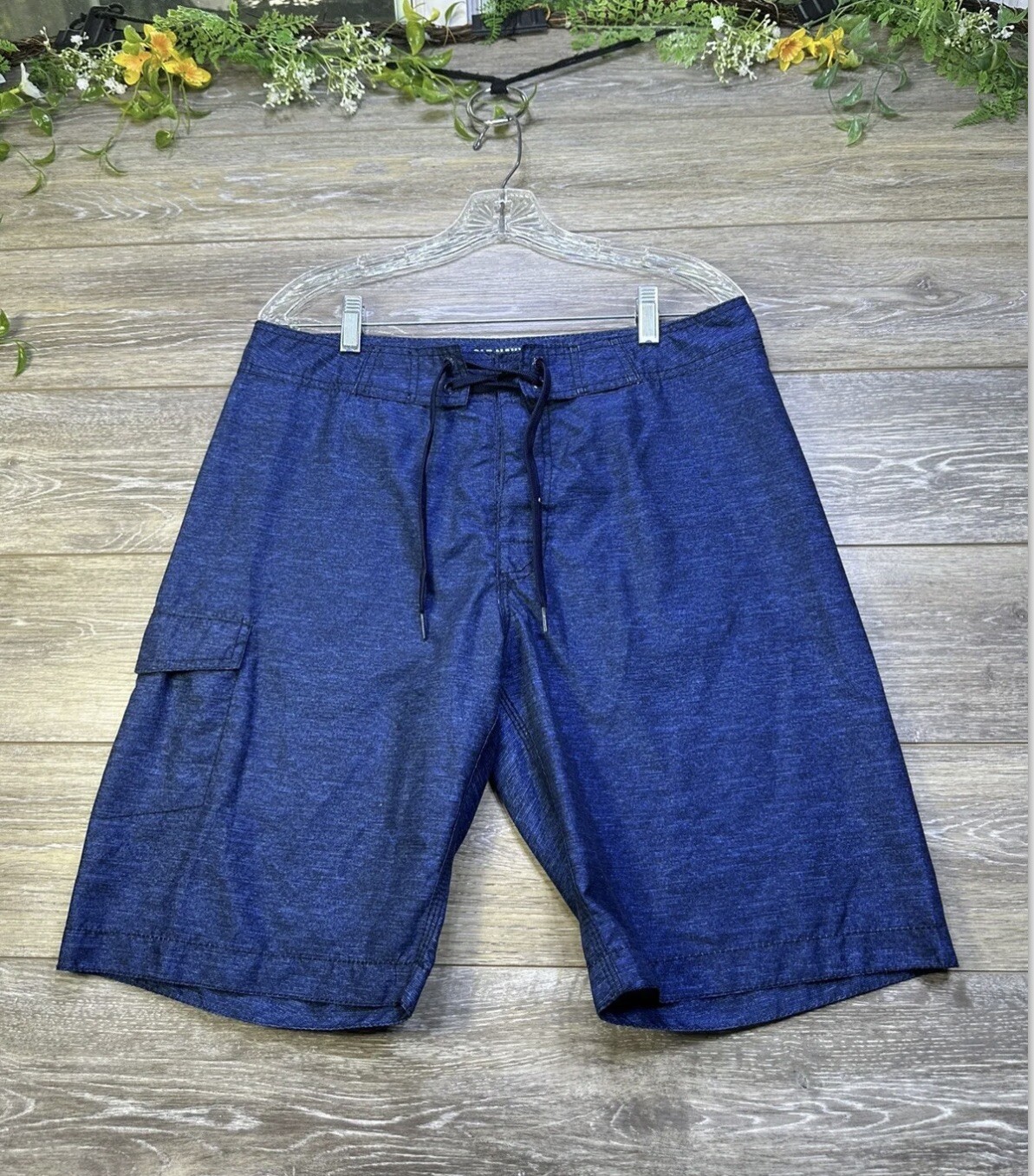 Old Navy Swim Shorts Size Medium 32-34 Waist Blue Drawstring Cargo Pocket