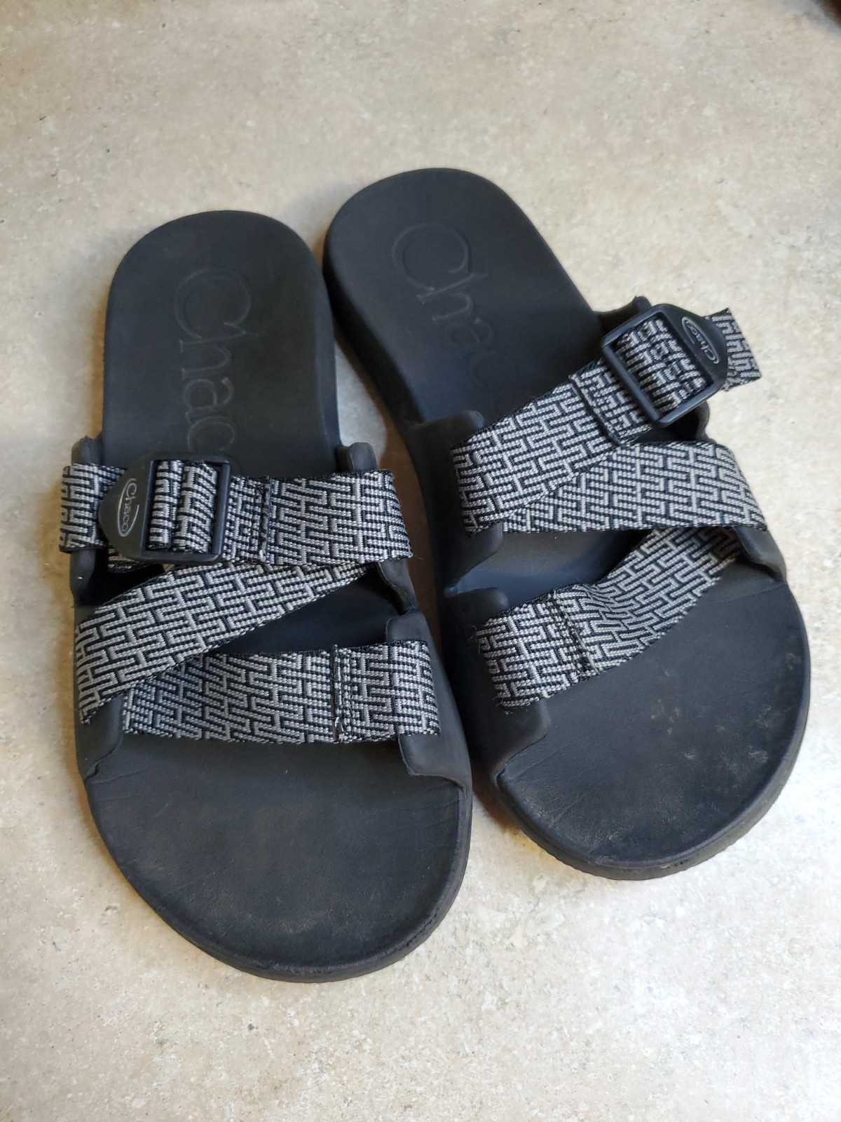 Chaco Chillos Slide Fret Black Men’s Size 8 Comfort Sandals Slip On Slides Used