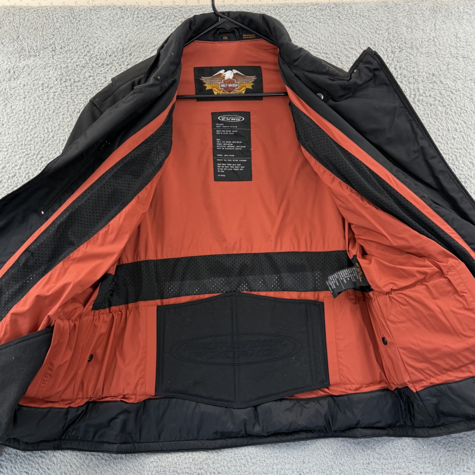 Vintage Harley Davidson FXRG Motorcycle Jacket Mens 2XL Black Biker Outdoor Zip