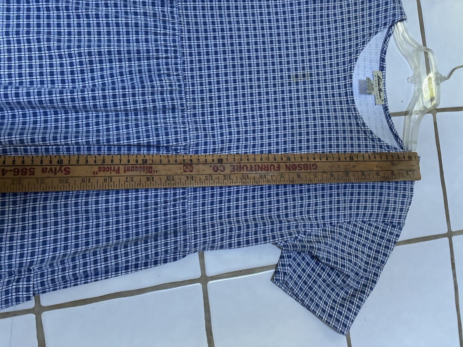 Vintage Eddie Bauer Blue Gingham Plaid Cotton Maxi Dress Pockets M Petite