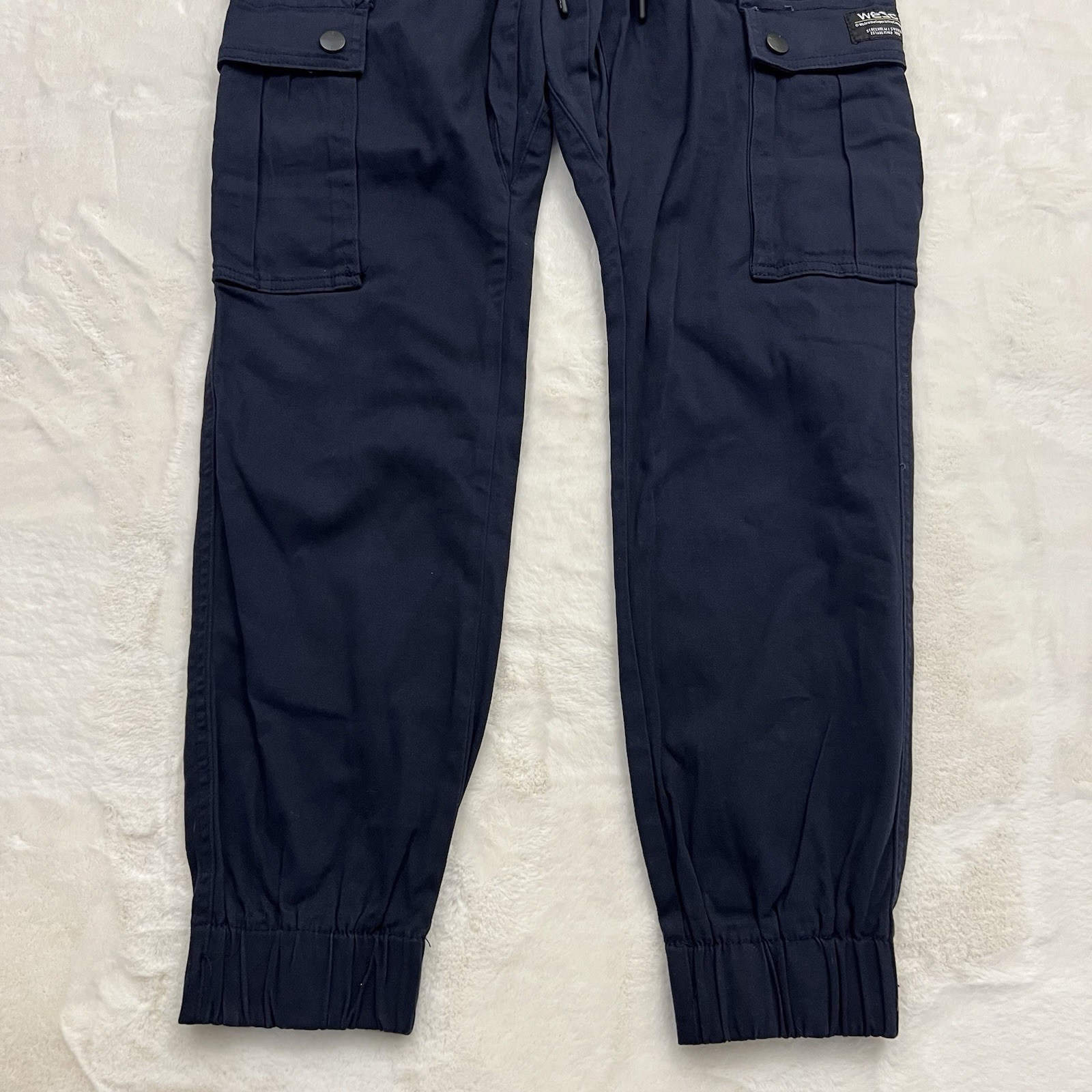 WeSC Mens Slim Utility Jogger Chino Pants Navy Blue Size M
