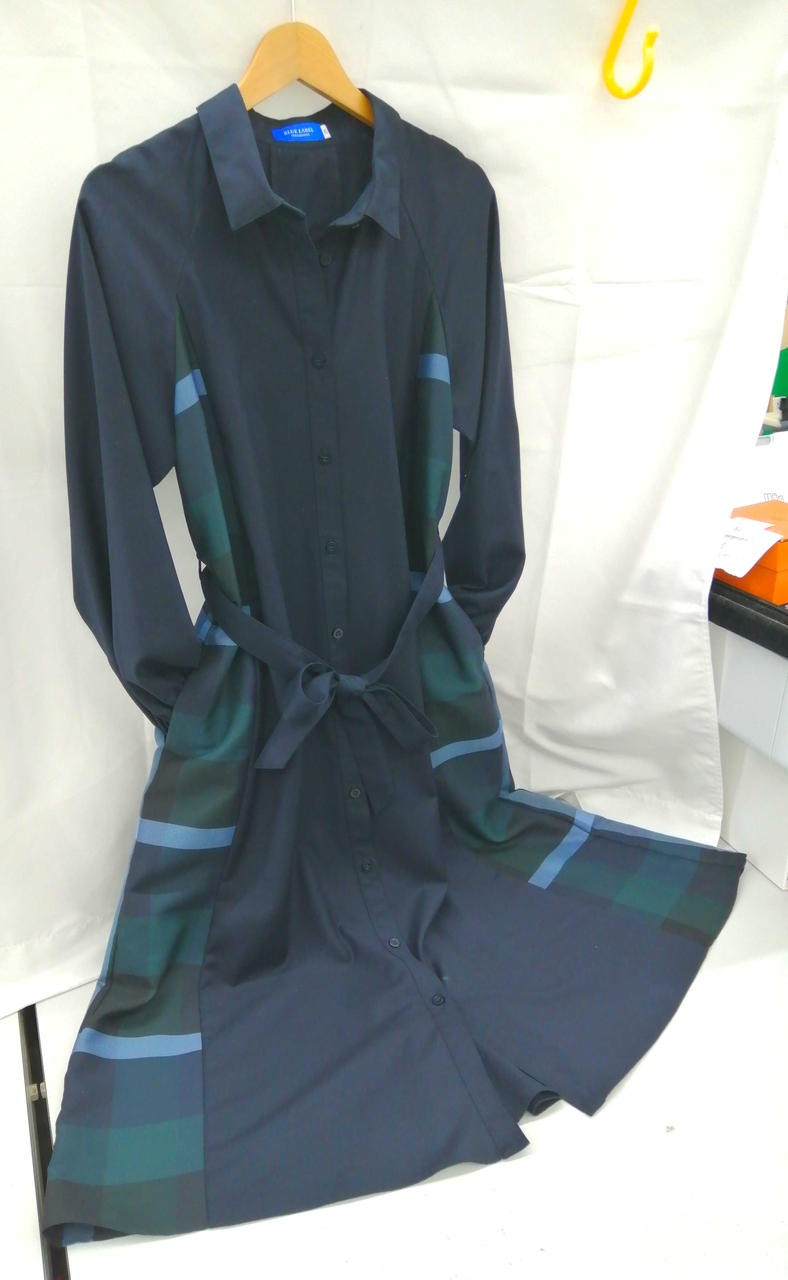 Blue Label Crestbridge Navy Twill Shirt Dress 38 Polyester Rayon Summer Cool