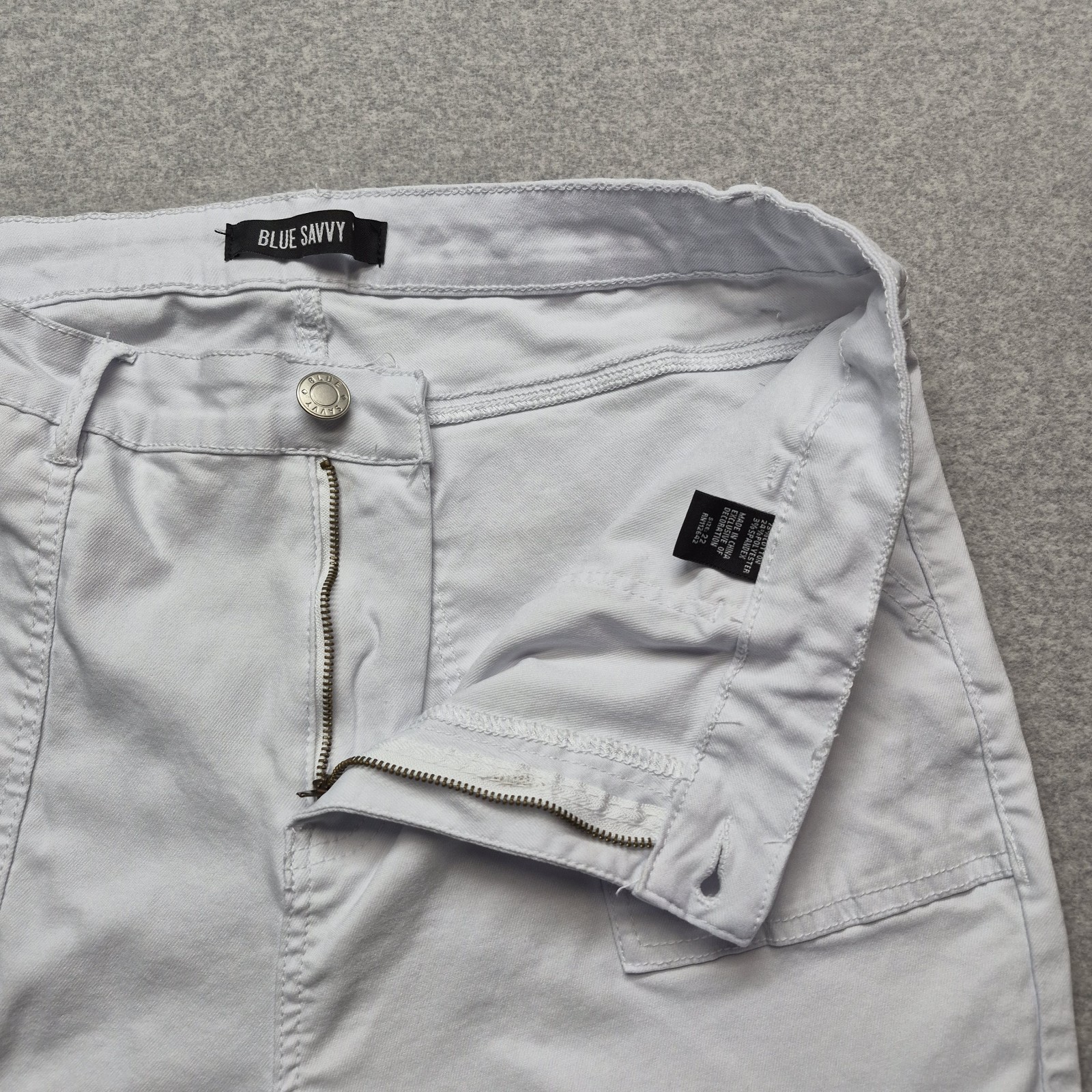Blue Savvy White Cargo Pants Womens 22 Utility Tactical Stretch High Rise