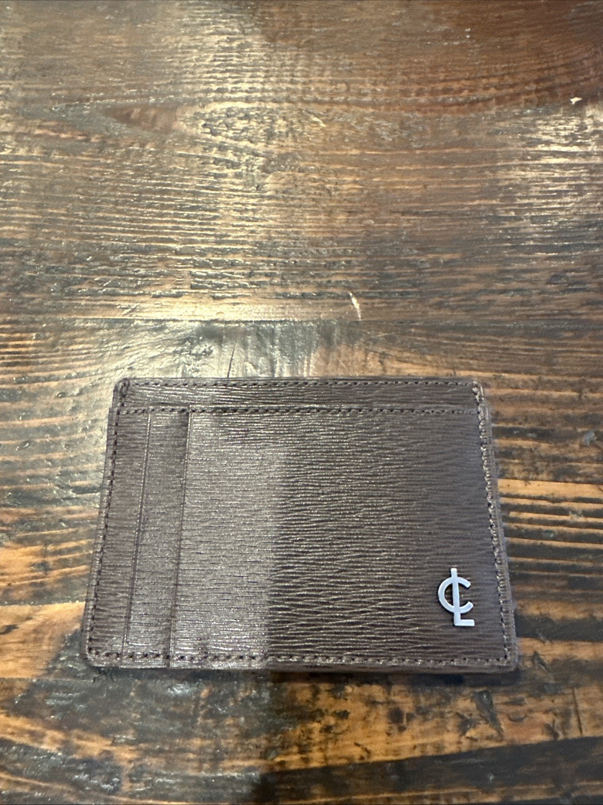 Coach Leather Card Case Brown Black 4.3×2.8 In New
