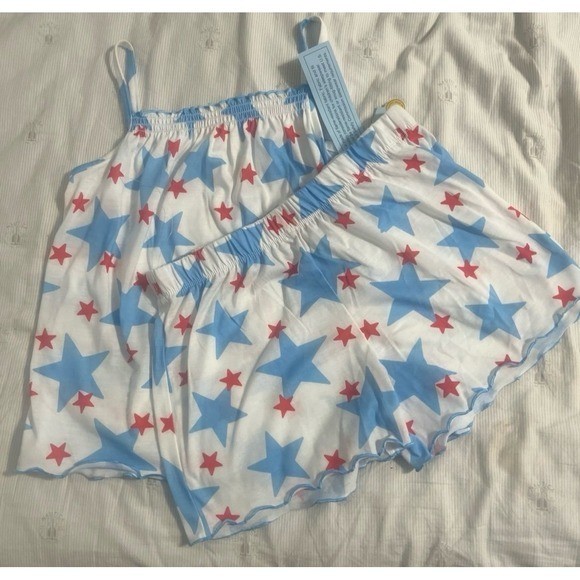 Cat & Jack Girls Star Print Pajama Set Red White Blue Camisole Shorts NWT