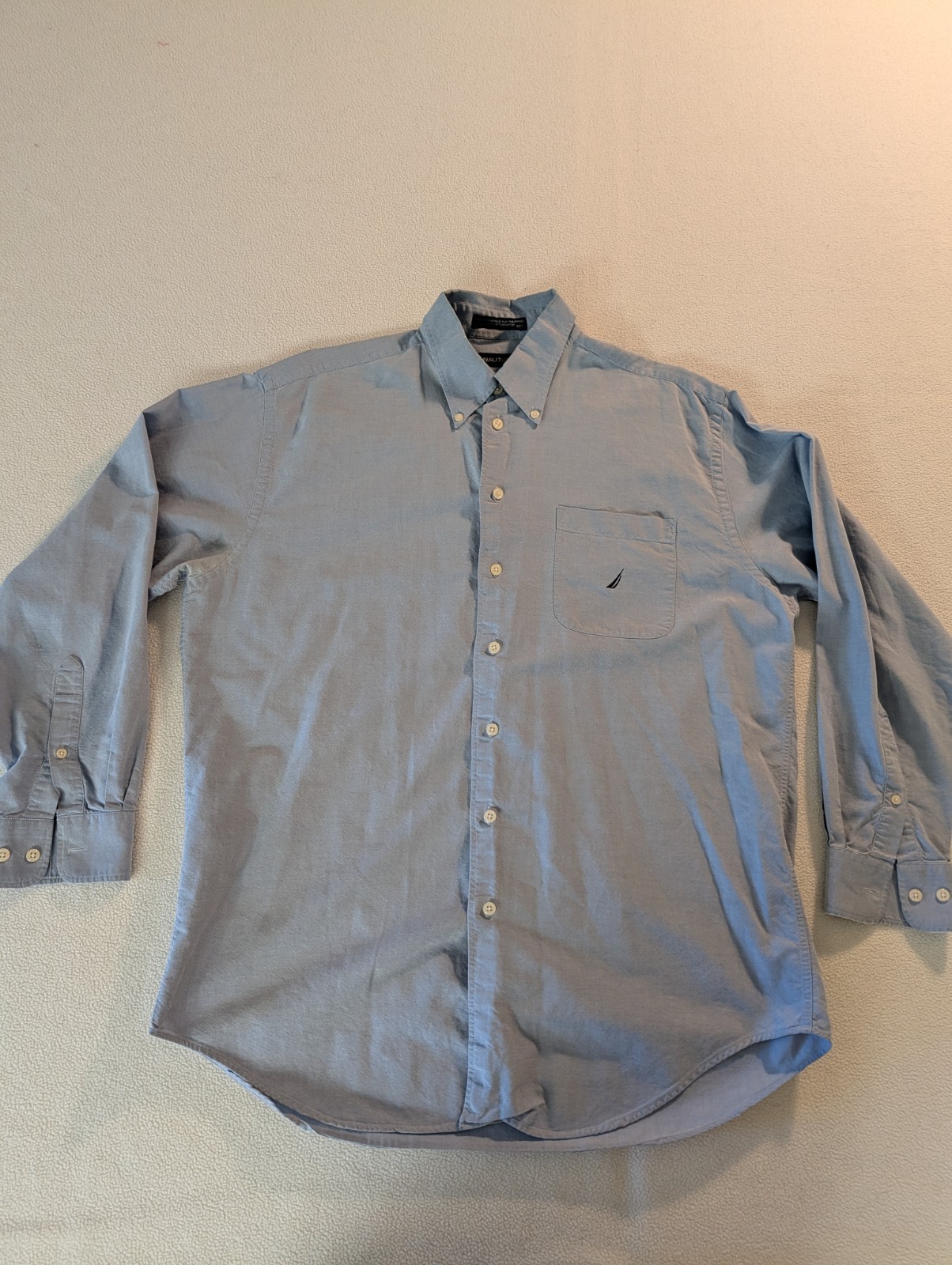 Nautica Men’s Solid Blue Woven Cotton Button-Down Shirt 16 1/2 34/35